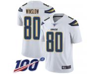 #80 Limited Kellen Winslow White Football Road Youth Jersey Los Angeles Chargers Vapor Untouchable 100th Season