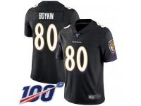 #80 Limited Miles Boykin Black Football Alternate Men's Jersey Baltimore Ravens Vapor Untouchable 100th Season