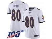 #80 Limited Miles Boykin White Football Road Men's Jersey Baltimore Ravens Vapor Untouchable 100th Season