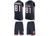 #81 Kahale Warring Navy Blue Football Men's Jersey Houston Texans Tank Top Suit