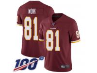 #81 Limited Art Monk Burgundy Red Football Home Men's Jersey Washington Redskins Vapor Untouchable 100th Season