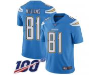 #81 Limited Mike Williams Electric Blue Football Alternate Youth Jersey Los Angeles Chargers Vapor Untouchable 100th Season