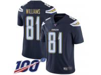 #81 Limited Mike Williams Navy Blue Football Home Youth Jersey Los Angeles Chargers Vapor Untouchable 100th Season