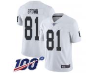 #81 Limited Tim Brown White Football Road Youth Jersey Oakland Raiders Vapor Untouchable 100th Season