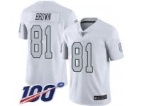 #81 Limited Tim Brown White Football Youth Jersey Oakland Raiders Rush Vapor Untouchable 100th Season