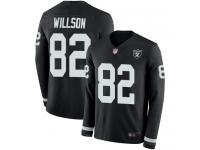 #82 Limited Luke Willson Black Football Men's Jersey Oakland Raiders Therma Long Sleeve