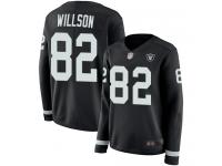 #82 Limited Luke Willson Black Football Women's Jersey Oakland Raiders Therma Long Sleeve