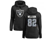 #82 Luke Willson Black Football Name & Number Logo Women's Oakland Raiders Pullover Hoodie