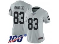 #83 Limited Ted Hendricks Silver Football Women's Jersey Oakland Raiders Inverted Legend 100th Season