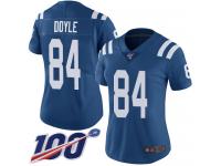 #84 Limited Jack Doyle Royal Blue Football Home Women's Jersey Indianapolis Colts Vapor Untouchable 100th Season