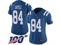 #84 Limited Jack Doyle Royal Blue Football Women's Jersey Indianapolis Colts Rush Vapor Untouchable 100th Season