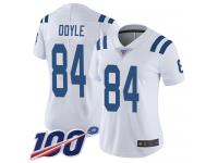 #84 Limited Jack Doyle White Football Road Women's Jersey Indianapolis Colts Vapor Untouchable 100th Season