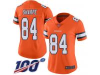 #84 Limited Shannon Sharpe Orange Football Women's Jersey Denver Broncos Rush Vapor Untouchable 100th Season