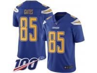 #85 Limited Antonio Gates Electric Blue Football Youth Jersey Los Angeles Chargers Rush Vapor Untouchable 100th Season