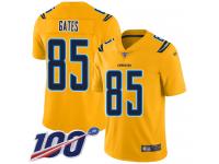 #85 Limited Antonio Gates Gold Football Youth Jersey Los Angeles Chargers Inverted Legend 100th Season