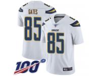 #85 Limited Antonio Gates White Football Road Youth Jersey Los Angeles Chargers Vapor Untouchable 100th Season