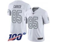 #85 Limited Derek Carrier White Football Youth Jersey Oakland Raiders Rush Vapor Untouchable 100th Season