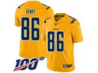 #86 Limited Hunter Henry Gold Football Youth Jersey Los Angeles Chargers Inverted Legend 100th Season