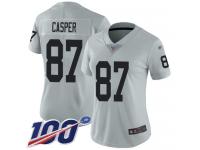 #87 Limited Dave Casper Silver Football Women's Jersey Oakland Raiders Inverted Legend 100th Season