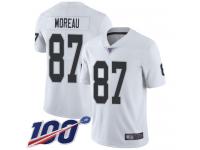 #87 Limited Foster Moreau White Football Road Men's Jersey Oakland Raiders Vapor Untouchable 100th Season