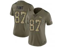 #87 Limited Noah Fant Olive Camo Football Women's Jersey Denver Broncos 2017 Salute to Service