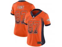 #87 Limited Noah Fant Orange Football Women's Jersey Denver Broncos Rush Drift Fashion