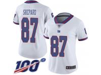 #87 Limited Sterling Shepard White Football Women's Jersey New York Giants Rush Vapor Untouchable 100th Season