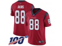 #88 Limited Jordan Akins Red Football Alternate Men's Jersey Houston Texans Vapor Untouchable 100th Season