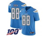 #88 Limited Virgil Green Electric Blue Football Alternate Youth Jersey Los Angeles Chargers Vapor Untouchable 100th Season