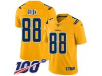 #88 Limited Virgil Green Gold Football Youth Jersey Los Angeles Chargers Inverted Legend 100th Season