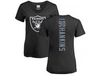 #90 Johnathan Hankins Black Football Backer Women's Oakland Raiders T-Shirt