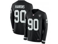 #90 Limited Johnathan Hankins Black Football Men's Jersey Oakland Raiders Therma Long Sleeve