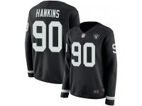 #90 Limited Johnathan Hankins Black Football Women's Jersey Oakland Raiders Therma Long Sleeve