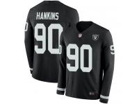 #90 Limited Johnathan Hankins Black Football Youth Jersey Oakland Raiders Therma Long Sleeve