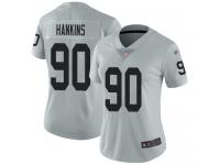 #90 Limited Johnathan Hankins Silver Football Women's Jersey Oakland Raiders Inverted Legend