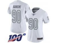 #90 Limited Johnathan Hankins White Football Women's Jersey Oakland Raiders Rush Vapor Untouchable 100th Season