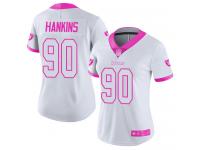 #90 Limited Johnathan Hankins White Pink Football Women's Jersey Oakland Raiders Rush Fashion