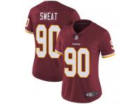 #90 Limited Montez Sweat Burgundy Red Football Home Women's Jersey Washington Redskins Vapor Untouchable