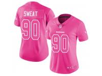 #90 Limited Montez Sweat Pink Football Women's Jersey Washington Redskins Rush Fashion