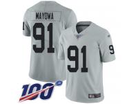 #91 Limited Benson Mayowa Silver Football Men's Jersey Oakland Raiders Inverted Legend 100th Season