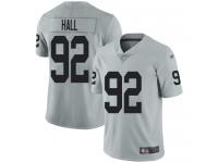 #92 Limited P.J. Hall Silver Football Youth Jersey Oakland Raiders Inverted Legend