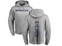 #93 Dre'Mont Jones Ash Football Backer Women's Denver Broncos Pullover Hoodie