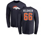 #93 Dre'Mont Jones Navy Blue Football Name & Number Logo Women's Denver Broncos Long Sleeve T-Shirt