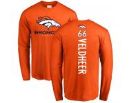 #93 Dre'Mont Jones Orange Football Backer Women's Denver Broncos Long Sleeve T-Shirt