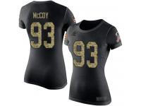 #93 Gerald McCoy Black Camo Football Salute to Service Women's Carolina Panthers T-Shirt