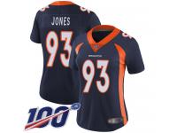 #93 Limited Dre'Mont Jones Navy Blue Football Alternate Women's Jersey Denver Broncos Vapor Untouchable 100th Season