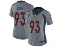 #93 Limited Dre'Mont Jones Silver Football Women's Jersey Denver Broncos Inverted Legend