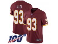 #93 Limited Jonathan Allen Burgundy Red Football Home Youth Jersey Washington Redskins Vapor Untouchable 100th Season