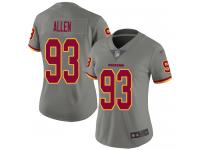 #93 Limited Jonathan Allen Gray Football Women's Jersey Washington Redskins Inverted Legend
