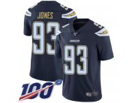 #93 Limited Justin Jones Navy Blue Football Home Youth Jersey Los Angeles Chargers Vapor Untouchable 100th Season